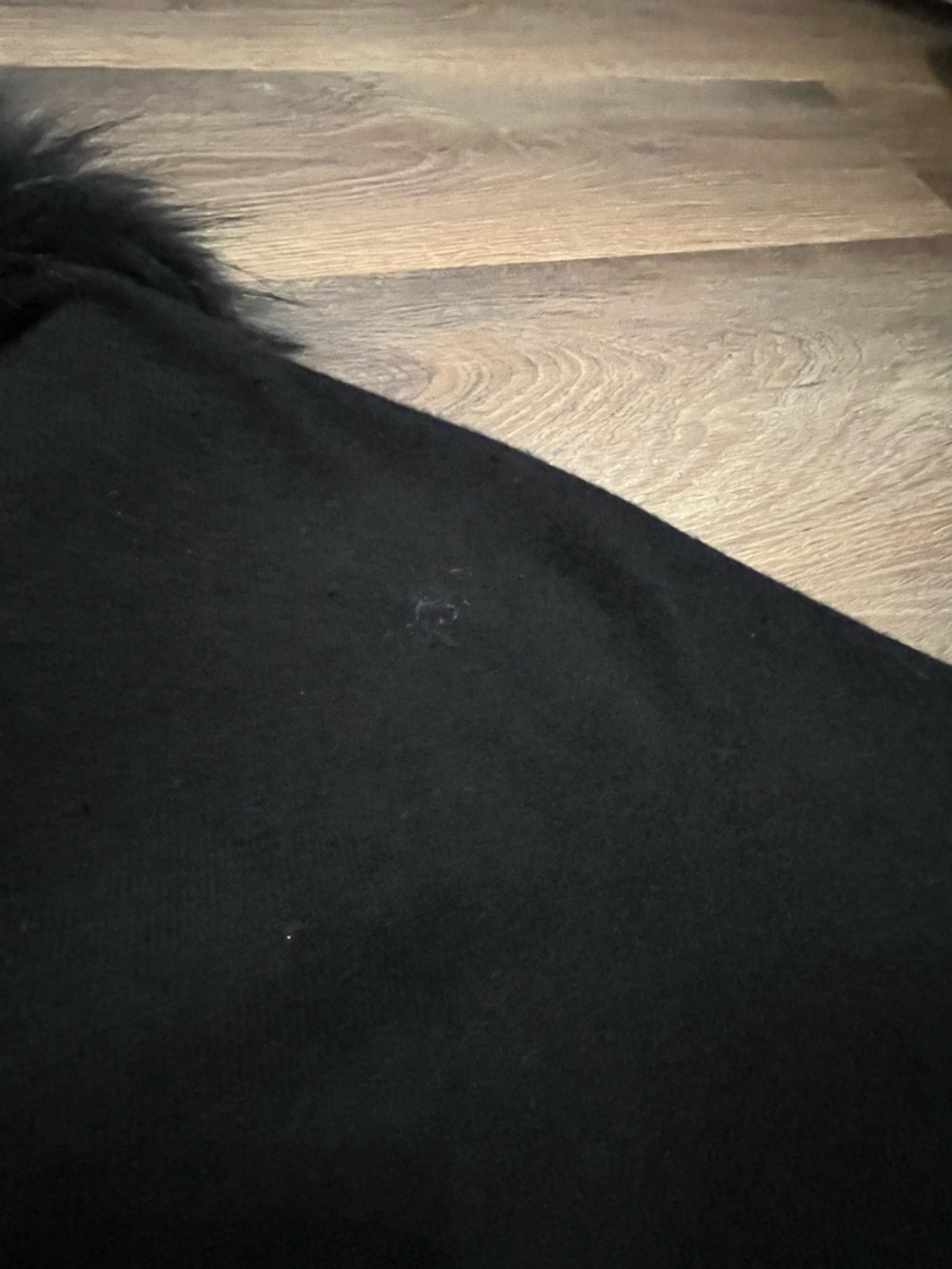 InCashmere 100% Cashmere Ruana Wrap | Raccoon Fur Trim | Black| L-XL - Picture 4 of 14